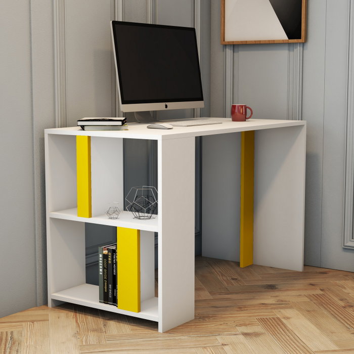 Hanah Home Mesa de Estudio Lima Blanco y Amarillo